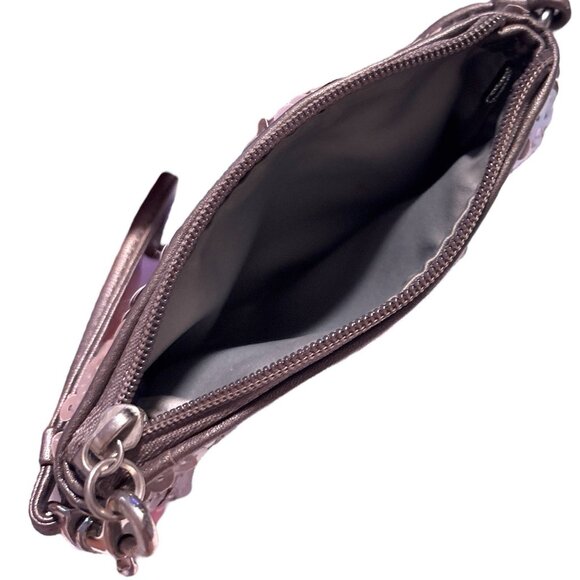 COACH Y2K Metallic Sequin Mini Wristlet Light Mocha Zip Evening Travel Glam Chic - Picture 8 of 11